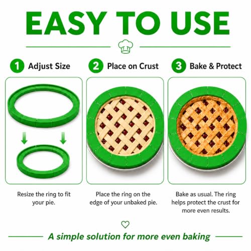 Adjustable Silicone Pie Crust Shield Edge Protector 2 Pcs Green - color: Green