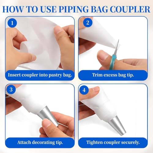 Cotton Piping Bags and Tips Set, 15Pcs Reusable Cake Decorating Kit
