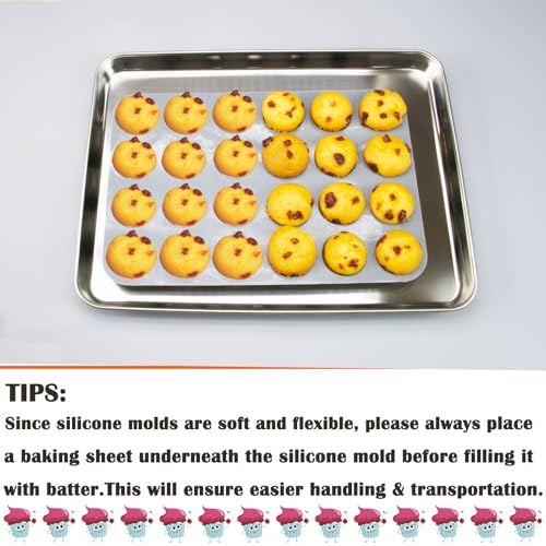 24 Cups Silicone Mini Muffin Pan Set, Nonstick Mini Cupcake Pans, BPA Free Small Muffin Tin for Baking, Set of 2 (Grey+Grey) - color: Set of 2--24 Cups (Gray+Gray)