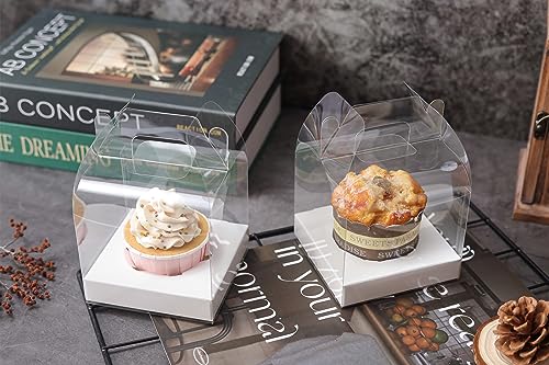 12 Pack Clear Plastic Individual Cupcake Containers with Handles