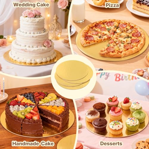 Cake Boards, 4 Packs 10-inch/25cm Gold Round Cake Boards - color: Gold-10 inch
