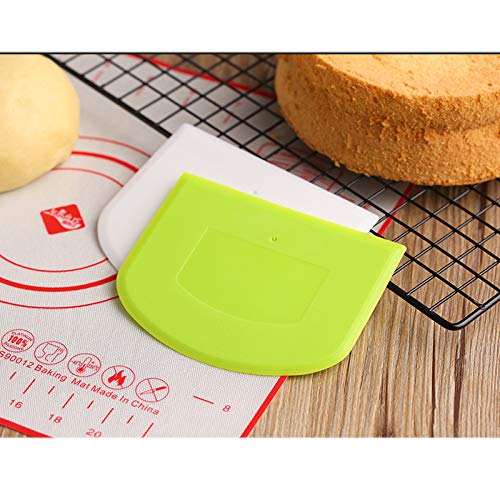 WAFJAMF 2 Pack Plastic Dough Bowl Scraper Food Grade Flexible Bench Cutter