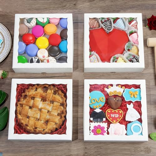 12Pack White Bakery Boxes for Pie,9X9X2.5 Inches - color: White
