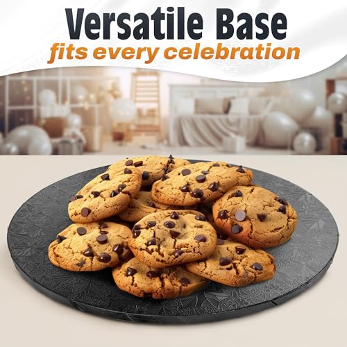 Black Cake Board 14 Inch, Round Cake Drum, 1/2 Inch Thick Cardboard - color: Black, size: 14"