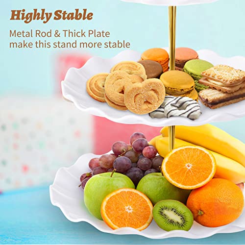 BACUTHY 3 Tier Cupcake Stand Holder, Plastic Cup Cake Tower Stand, White - color: White