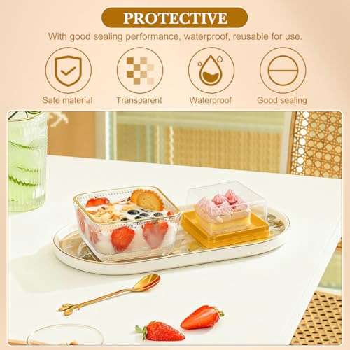 DOITOOL 100 Pcs 3 Inch Mini Cake Containers with Clear Lids - color: Golden(L)