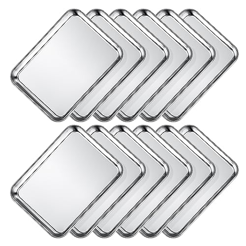 Wildone Sheet Pan Set Baking Sheet Cookie Sheet Baking Pan Toaster Oven Pans, 12 PCS Stainless Steel Baking Tray Cookie Pan, Heavy Duty & Dishwasher Safe, 9 x 6.7 x 1 Inches