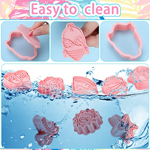 Cunhill 16 Pcs Summer Beach Cookie Cutters with Plunger, Tropical Molds