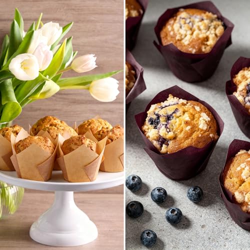 Ruisita 150 Pcs Mini Cupcake Liners Muffin Liners Baking Cups - color: Natural, Brown