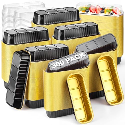 Qunclay 300 Pcs Mini Loaf Pans with Lids 6.8 oz Aluminum Foil, Black - color: Black