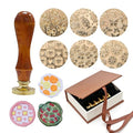6-Piece Cute Wax Seal Stamp Set – Full-Coverage Pattern Collection with Solid Brass Heads & Wooden Handle – Kawaii Candy Cherry Butterfly Designs for Cards, Envelopes & DIY Crafts