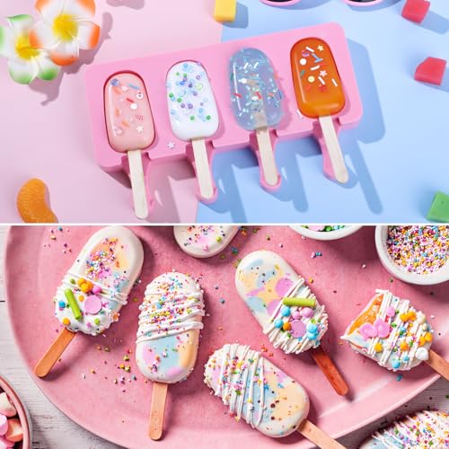 Ouddy Life Popsicle Molds Set of 2, Ice Pop Molds Silicone Cake Pop Mold - color: Pink