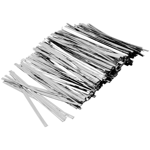 400 Pcs Metal Twist Ties 4 Inches Twist Straps for Bread Bags Candy Bags Snack Bags Halloween Party Cake Favor (Silver) - color: Silver