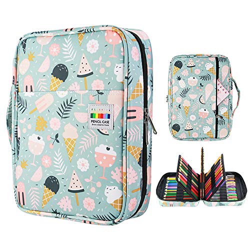 YOUSHARES Colored Pencil Case 220 Slots Pen Case Organizer With Handy Wrap & Zipper, Multilayer Holder for Prismacolor Colored Pencils & Gel Pen (Ice-Cream) - color: Ice-Cream