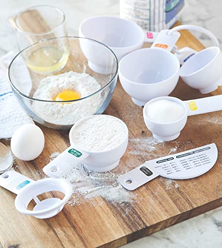 Fox Run Measuring Set, 7 Piece Plastic Measuring Cup Set With Egg Separator and Leveler, White, 1/4 Cup to 1 Cup - color: White, size: 7 Piece