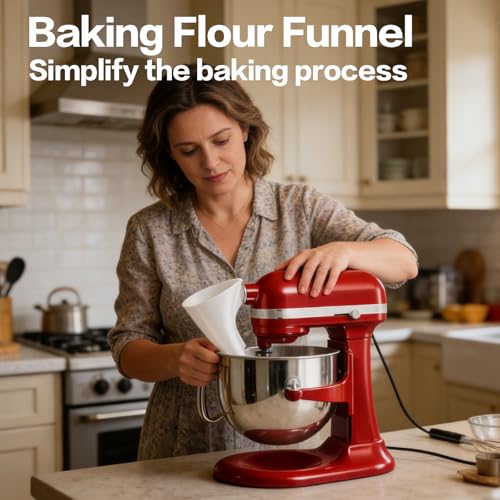 2026 New Flour Funnel for Kitchen Aid Mixer,Fits Tilt-Head 7 Qt (KSM150) - color: C White