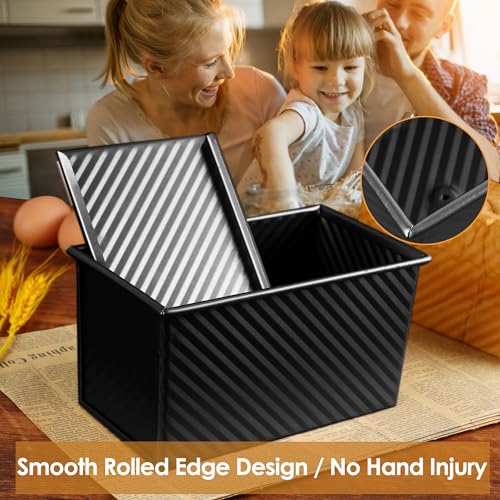 Pullman Sandwich Bread Loaf Pan with Lid, Nonstick Aluminized Steel - color: Black, size: 8.3inch