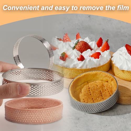 20 Pack Tart Rings 3.15 + 2 Inch Perforated Tart Rings Stainless Steel, Nonstick Round Tart Ring Mousse Cake Ring Metal Round Cake Ring for Baking Small Fruit Tartet Crust - size: 3.15 Inch and 1.96 Inch