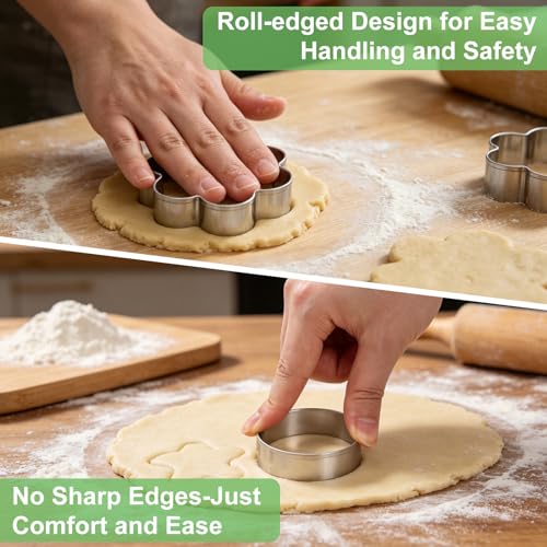 Cookie Cutters Set with Storage Box-3 Sizes 6 Shapes-Large Small Mini