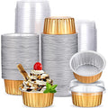 150 Pcs 5oz Aluminum Foil Baking Cup Disposable with Lids, Gold, Silver - color: Gold, Silver