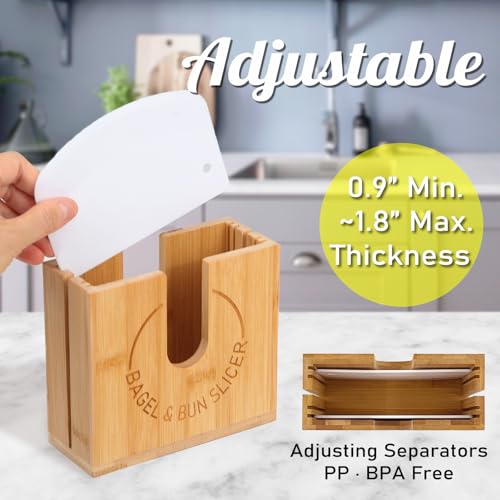 Adjustable Bagel Slicer Holder - size: Medium (Bamboo)