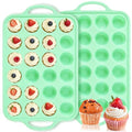 2 Pack Silicone Mini Muffin Pan, 48 Cups Mini Cupcake Pans - color: Mint Green