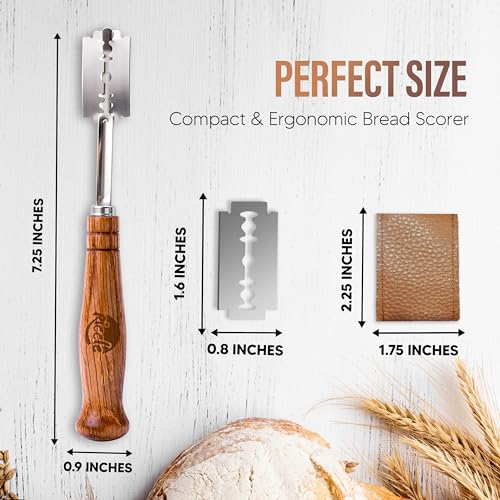 RICCLE Bread Lame, Sourdough Scoring Tool, Bread Scoring Tool, 10-Blade Set - color: Brown