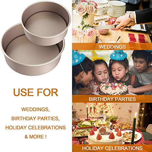 CHEFMADE Round Cake Pan Set, 6-Inch and 8-Inch with Removable Loose Bottom - color: Champagne Gold, size: 6-inch & 8-inch