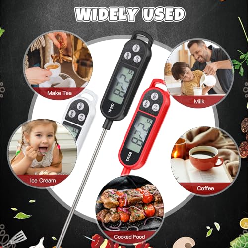 Copkim 6 Pcs Food Thermometer Instant Read Probe BBQ,Black, White, Red - color: Black, White, Red