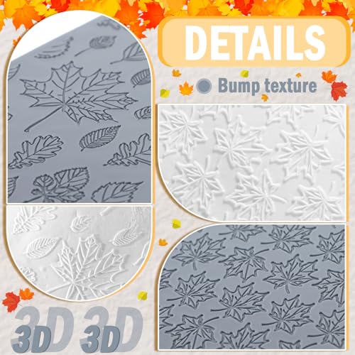 DoubleFill 12 Pcs Polymer Clay Texture Sheets Autumn for Jewelry Making - style: Autumn