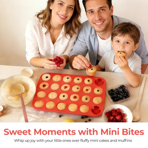 Silicone Muffin Pan Mini 24 Cups, 1 Pack Cupcake Pan, BPA Free - size: 24-Cup Mini