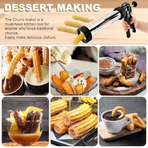 3-in-1 Churro Maker Kit, Stainless Steel Cookie Press Gun