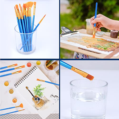 AROIC Acrylic Paint Brush Set, 15 pcs Nylon Hair Paint Brushes - color: Blue, size: 15pcs-blue