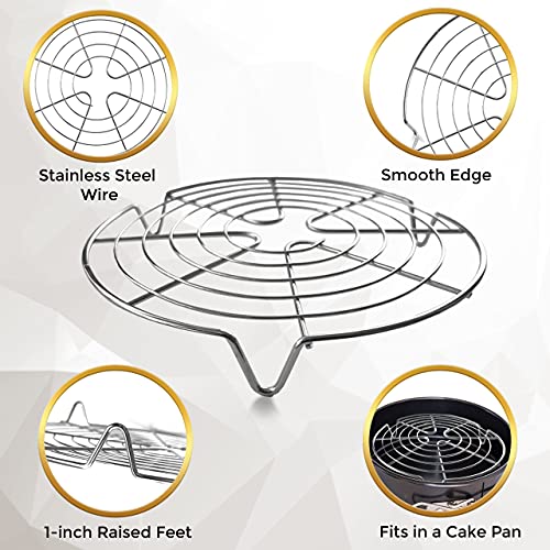 KITCHENATICS Round Cooling Rack Stainless Steel Steamer Rack Set of 3 - size: 7.5", 9" & 10.5" Round- 3 PCS