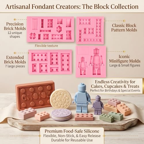 4Pcs Building Blocks Cake Decorating Fondant Molds