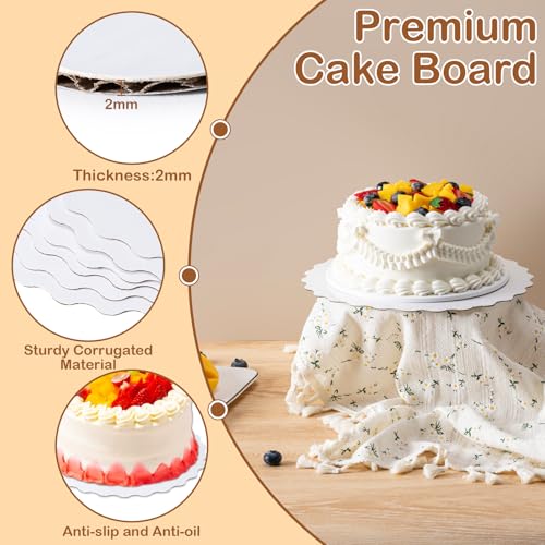 6Pcs Wave Cake Boards,White Cake Boards 10 inch Round,Oil-Proof Cake Base - color: White-wave-6pcs