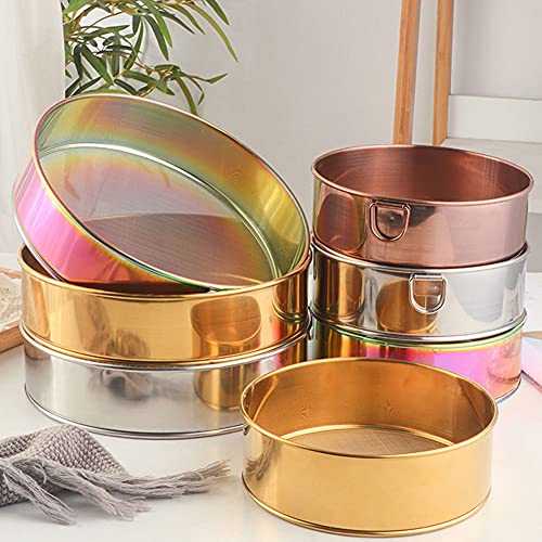 Flour Sifter, Stainless Steel Flour Sieve, 8 Inch 80 Mesh Fine Mesh Strainer, Round Sifter for Baking Cake Breads (Silver)