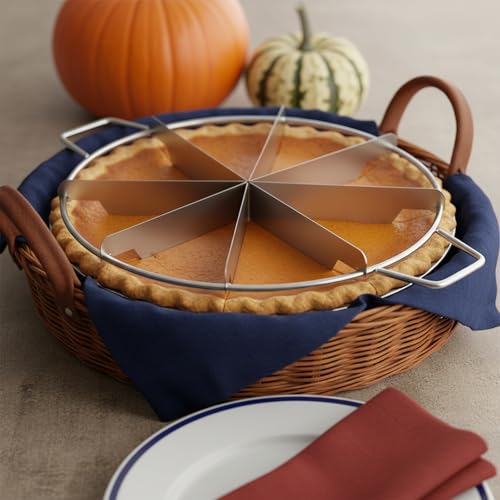 2 Pieces Stainless Steel Pie Cutter And Cake Slicer Set, 8-Cut And 6-Cut Round Divider With Side Handles For Even Slices, Rust Proof For Commercial Home Baking