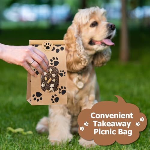 Tenceur 240 Pcs Dog Paw Bakery Bags with Window Paper Cookie Bags, Brown - color: Brown