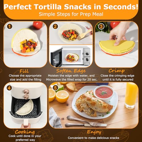 Tortilla Sealer Crimper Maker - for 10"+8"+6"+4" Flour Tortillas - color: Orange Yellow