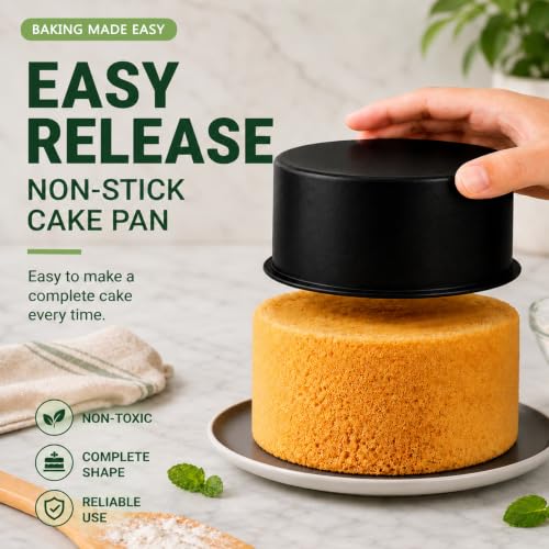 P&P CHEF 5 Inch Cake Pan Set of 3, Non-Stick Round Cake Pans - size: 5 Inch