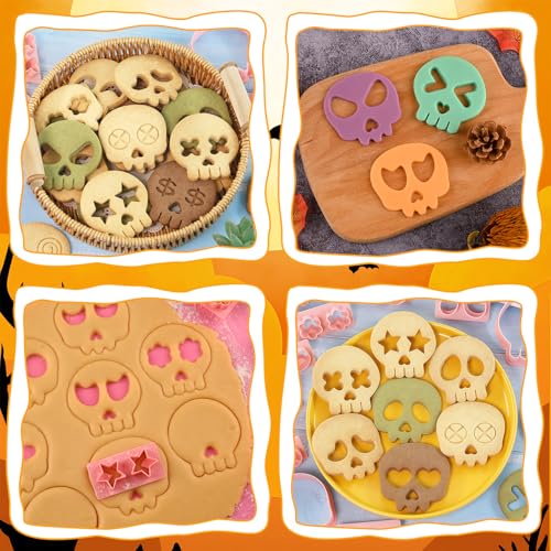 HUAKENER Halloween Cookie Cutters Set, Skull Cookie Cutter, Biscuit Molds - color: Skull