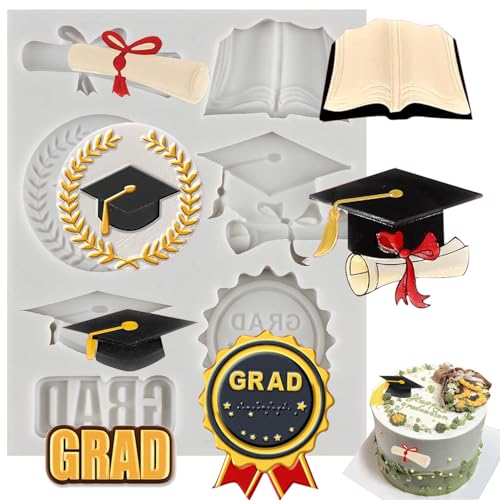 Graduation Fondant Molds Doctoral Cap Diploma Candy Silicone Mold - color: Style F