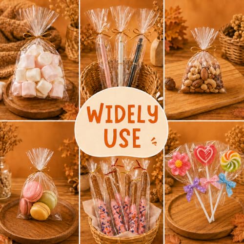 WIKDAY Clear Cellophane Cookie Bags with Twist Ties, 4x6 Inches, 200 Pack - size: 1 Count (Pack of 200)