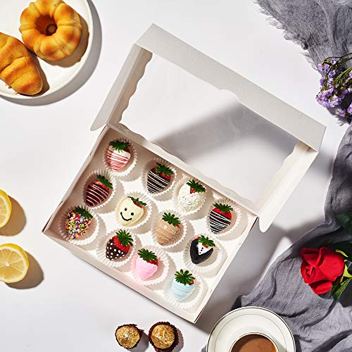 24PCS 10x7x2.5 inches Cookies Bakery Boxes with Window - Cakesicle, Chocolate Bomb, Macaron, Chocolate Covered Strawberries, Pretzel Rods Boxes - size: 10" x 7" x 2 ½"