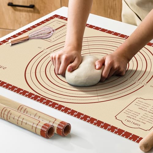 DANIA & DEAN 26"x16" Extra Thick Silicone Baking Mat for Pastry and Bread - color: Red, size: 26"L x 16"W