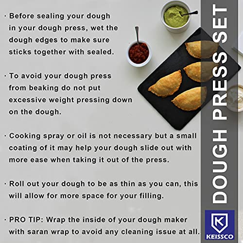 KEISSCO Dough Press, Set of 3 Empanada Press Dumpling Maker Dough Cutter Dumpling Mold for Dumpling, Calzone, Ravioli, Empanada, Pierogi, Turnover & Meat Pie