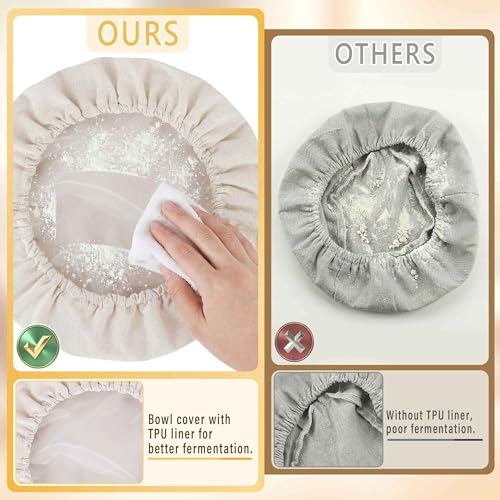 Elastic Bread Proofing Bowl Covers 2-Pack with Waterproof Liner - color: 10 Inch
