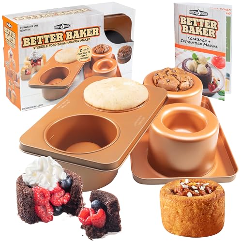 Cook’s Choice Stainless Steel Food Bowl Maker & Muffin Pan w/Recipe Book - color: Muffin