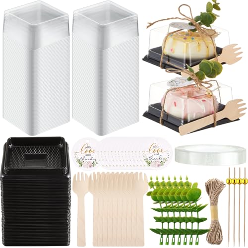 Honeydak 3.5 Inch Individual Cupcake Containers with Lids, Black, 50 Sets - color: Black